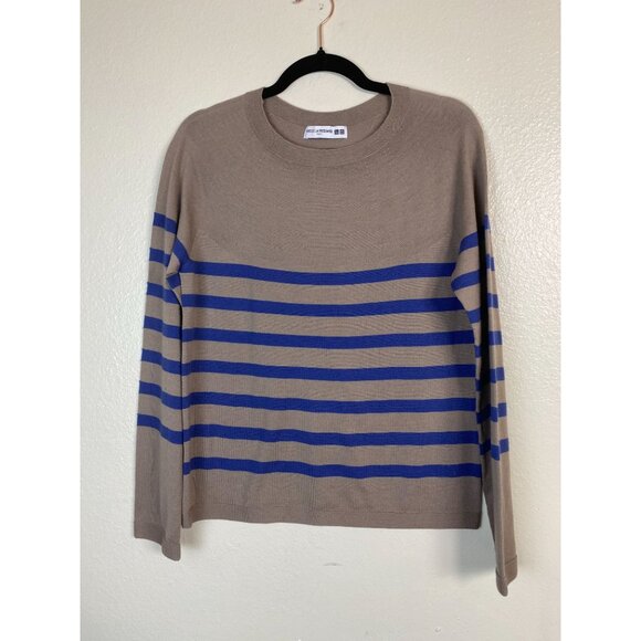 Ines De La Fressange Uniqlo Women Medium Striped Sweater Beige Wool Knit Capsule - Picture 1 of 12